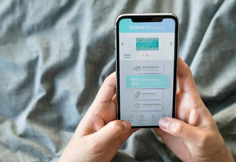 ordering faces mask online on mobile